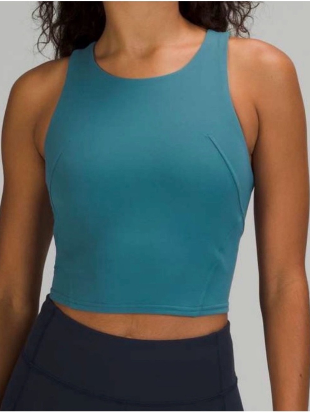 lululemon athletica Teal High-Neck Cropped Tank Top